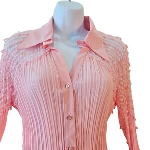 Kaelyn Max Blouse Pink Ribbed Size Large fits Medium NWT Fairy Y2K Retro Glam